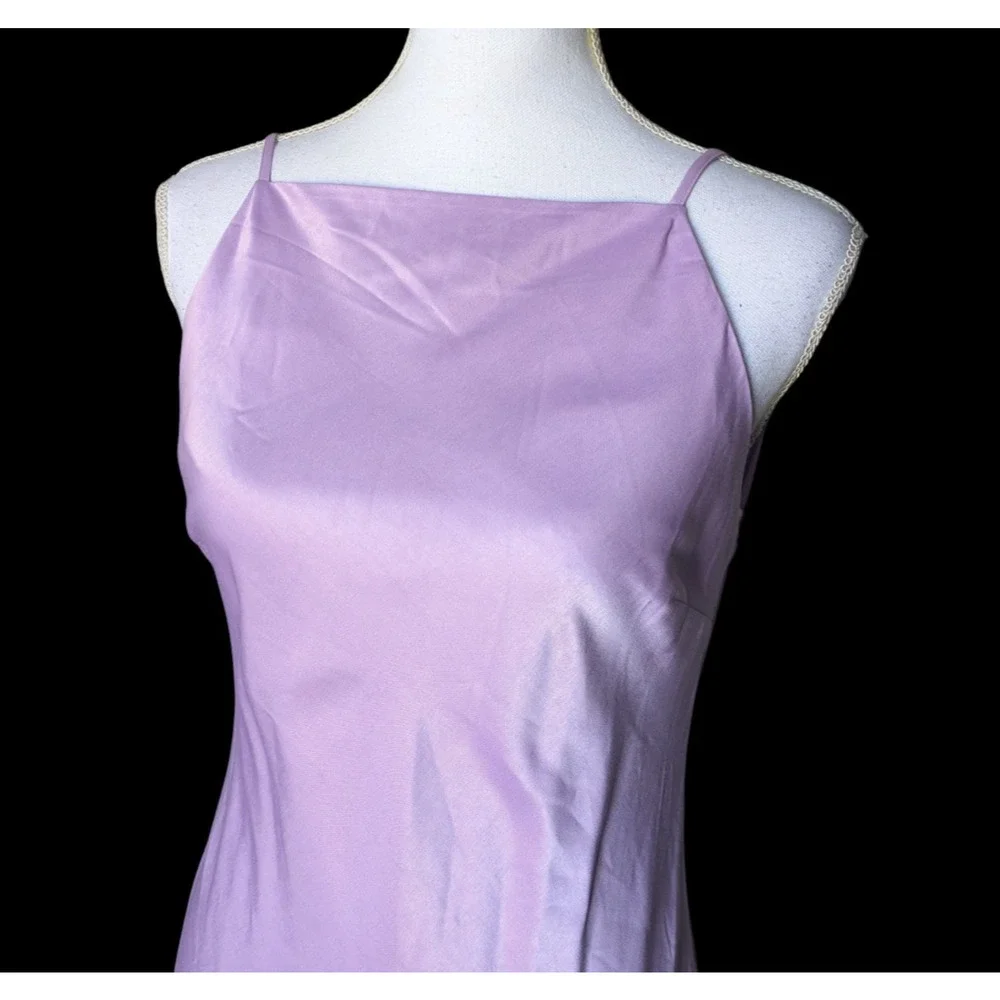 Abercrombie & Fitch Lilac Purple Low Back Gown Maxi Dress New XS Bias Cut Slit